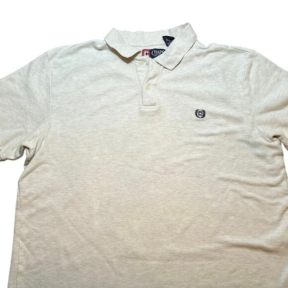 Chaps Polo Shirt Men Size XL Beige Cotton Short Sleeve Collared Shirt Pre owned - Picture 1 of 11